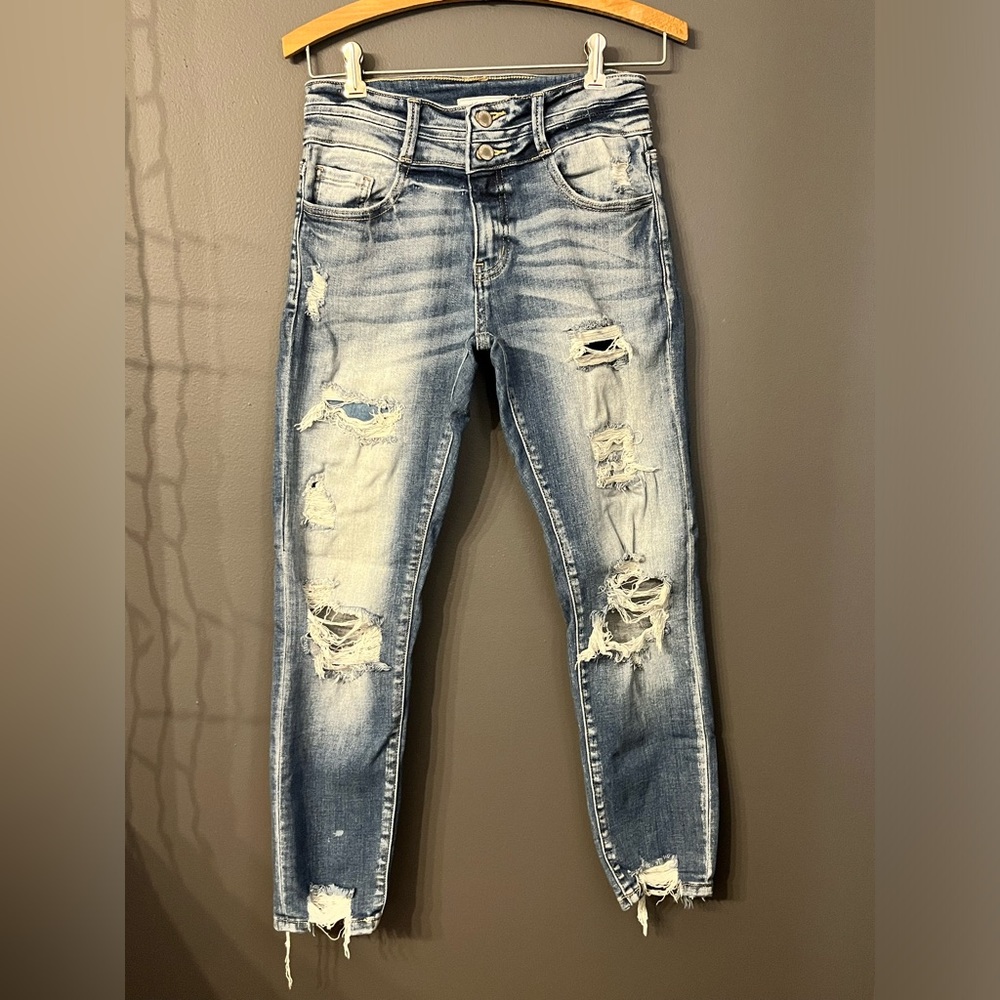 KanCan Women's Distressed Light Blue Skinny Jeans
